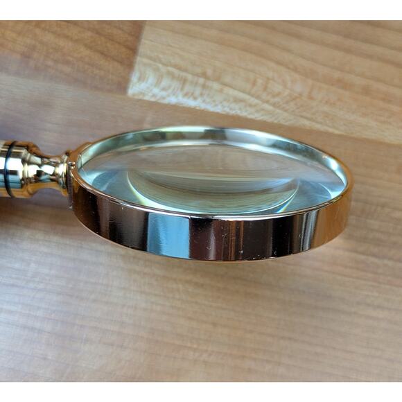 Walnut & Maple Wood Handle Magnifying Glass 7" Handcrafted USA Handheld Gift - Picture 4 of 7